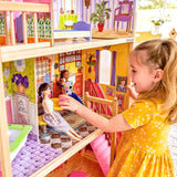 KidKraft Kayla Holzpuppenhaus mit Möbeln und Zubehör, 3-stöckiges Spielset für 30-cm-Puppe, Spielzeug für Kinder ab 3 Jahren, 65092 – Exklusiv bei Amazon