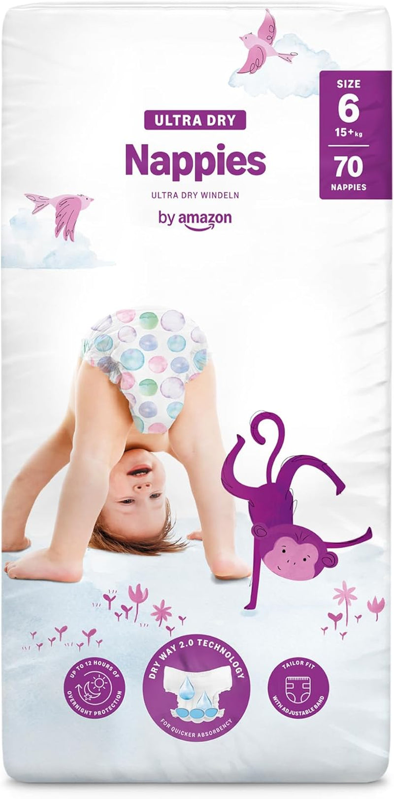 Amazon Ultra Dry Windeln, Größe 3 (4–9 kg) – Monatsbox, Weiß, 172 Stück (2 Packungen à 86 Stück) (ehemals Mama Bear, identisches Produkt)