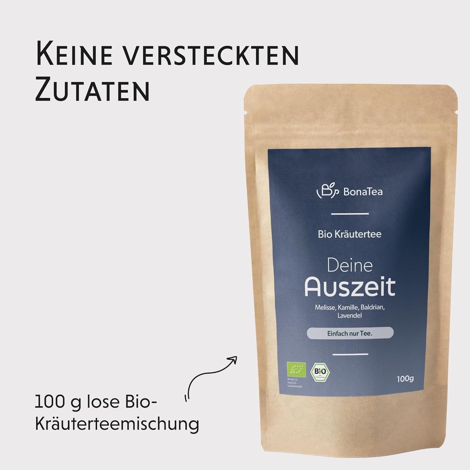 Abendtee BIO 100 g – Ihre Auszeit mit Baldrian, Lavendel, Zitronenmelisse, Kamille, Kräuterteemischung zur abendlichen Entspannung