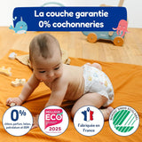 - Windelgröße 4+ 9-20 kg – Ökologische Babywaidern – natürliche Babypflege, hypoallergen, ohne Parfüm und auslaufsicher – Hermestellung in Frankreich – 126 Wegwerfwindeln – 1 Monat