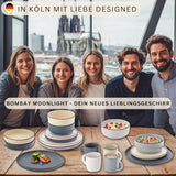 SÄNGER Bombay Moonlight | 12-teiliges Keramik-Geschirrset für 4 Personen, 4 Speiseteller, 4 Dessertteller, 4 Schüsseln, verschiedene Farben | DIE VALUE-KOLLEKTION