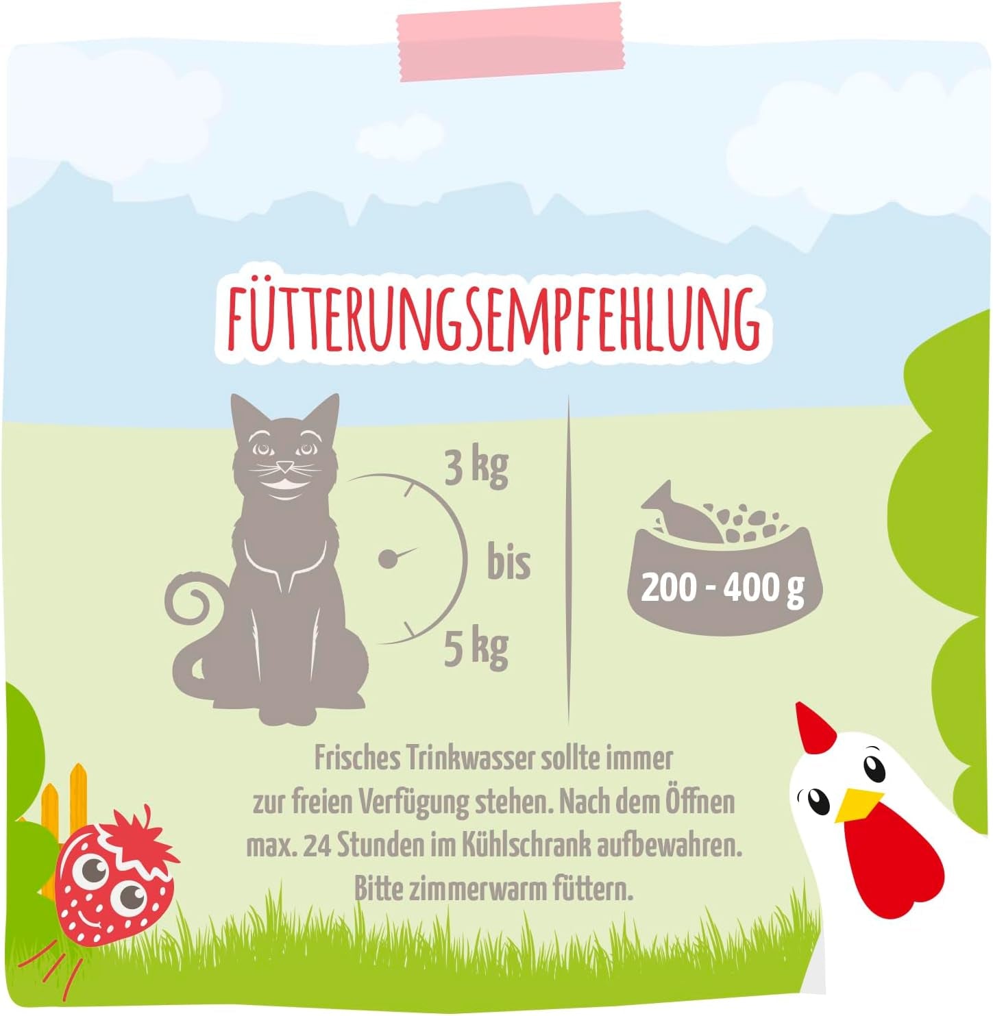 MjAMjAM – Premium-Nassfutter für Katzen – zartes Huhn mit fruchtigen Erdbeeren 400 g, 6er-Pack (6 x 400 g), natürlich mit extra Fleisch
