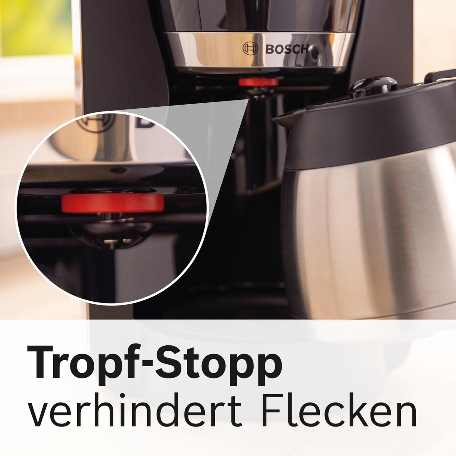 Bosch MyMoment TKA6M273 Filter-Espressomaschine, 1 l Thermokaraffe, 8–12 Tassen, Anti-Tropf-System, rotierender Filterhalter, Entkalkungsprogramm, abnehmbarer Wassertank, 1200 Watt, mattschwarz