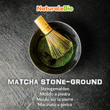 Naturalebio Matcha-Teepulver in zeremonieller Qualität. Original grüner Tee aus Japan. Matcha-Grüntee-Pulver in Zeremonienqualität, hergestellt in Uji, Kyoto. Ideal zum Trinken, Kochen und für Latte Macchiato. Schachtel mit 30 g.