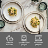 wie. by Villeroy & Boch – Crafted Cotton Dinner-Set 4 teilig Weiß, Spülmaschinenfest, Mikrowellensicher, Geschirrset, Tafelservice Modern, Speiseteller, Tiefe Teller, Pottery-Look, Premium Porzellan