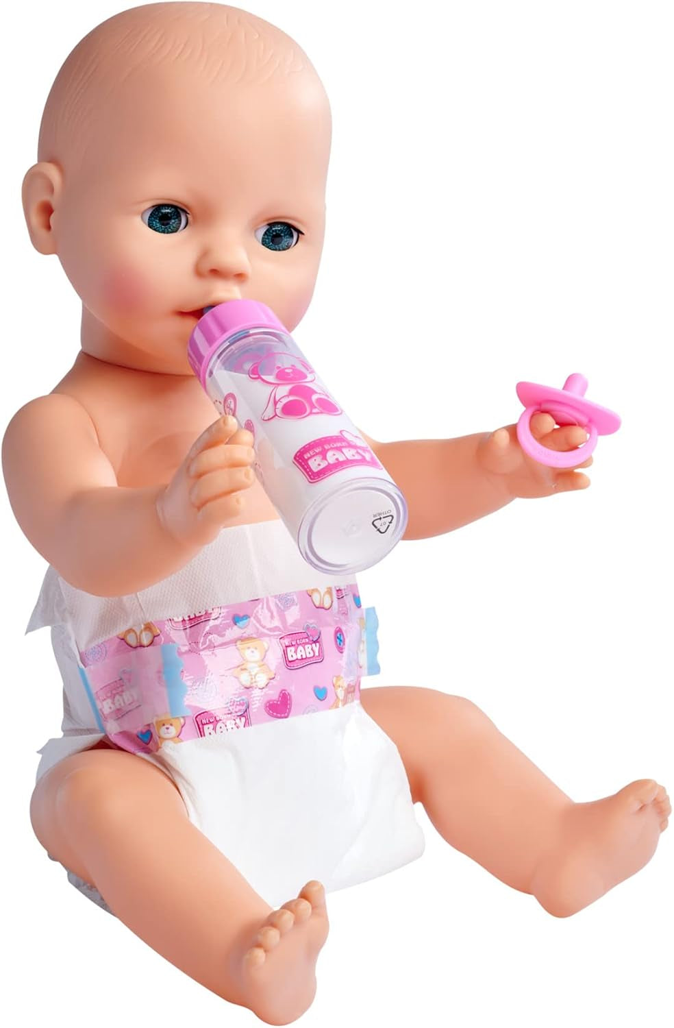 Simba 105562487 – Neugeborenen-Fütterungsset, Schnuller, Windel und verschwindende Flasche für 38–43 cm große Puppen