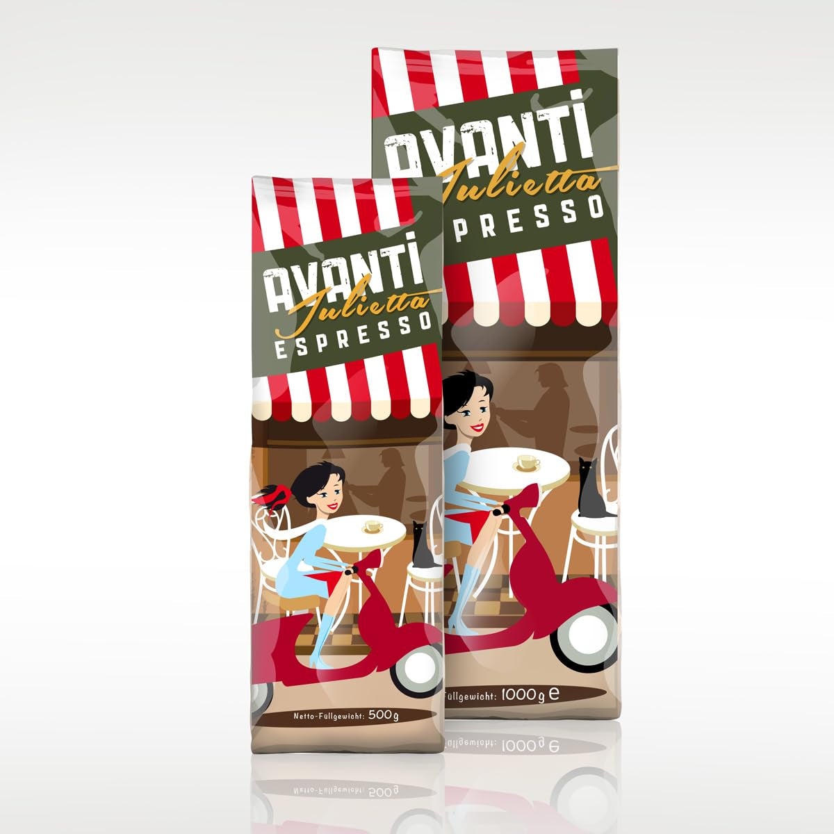 AVANTI Julietta Espresso-Kaffeebohnen, 500 g, 70 % Arabica 30 % Robusta, traditionelle Trommelröstung
