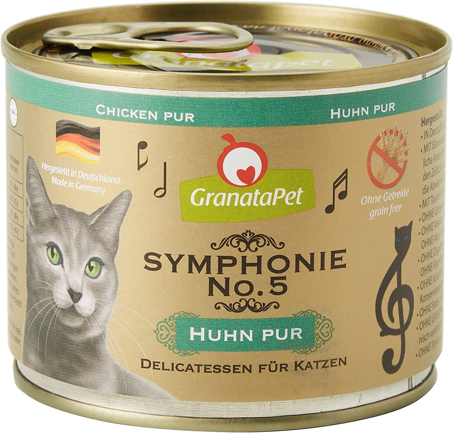 GranataPet Symphony Nr. 5 Reines Huhn, getreide- und zuckerfreies Katzenfutter, Filets in Naturgelee, zartes Nassfutter für Katzen, 6 x 200 g