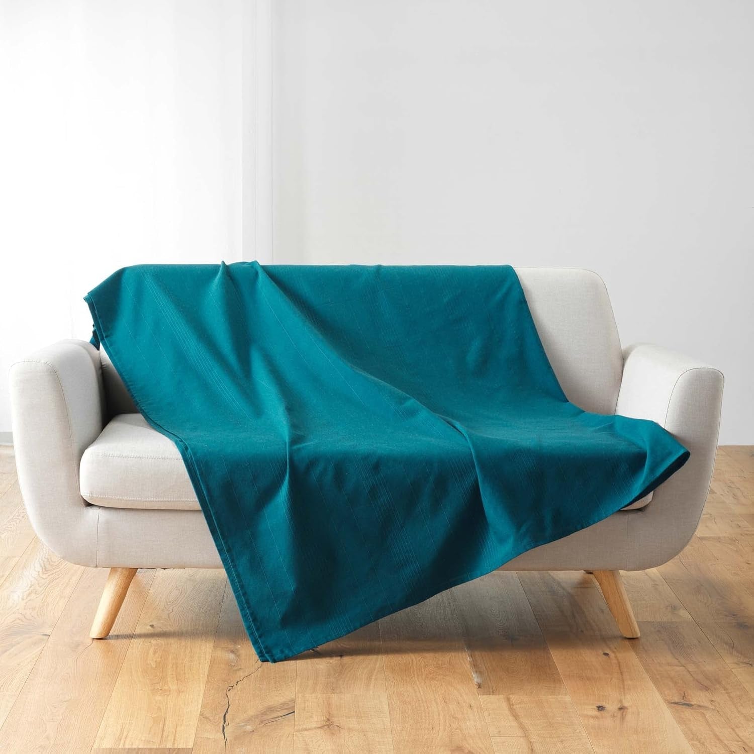 Douceur D'Intérieur, Decke (220 x 240 cm) Lucile Curry, Polycotton, einfarbige Betten und Decken Douceur d'Intérieur Blau 220 x 240 cm