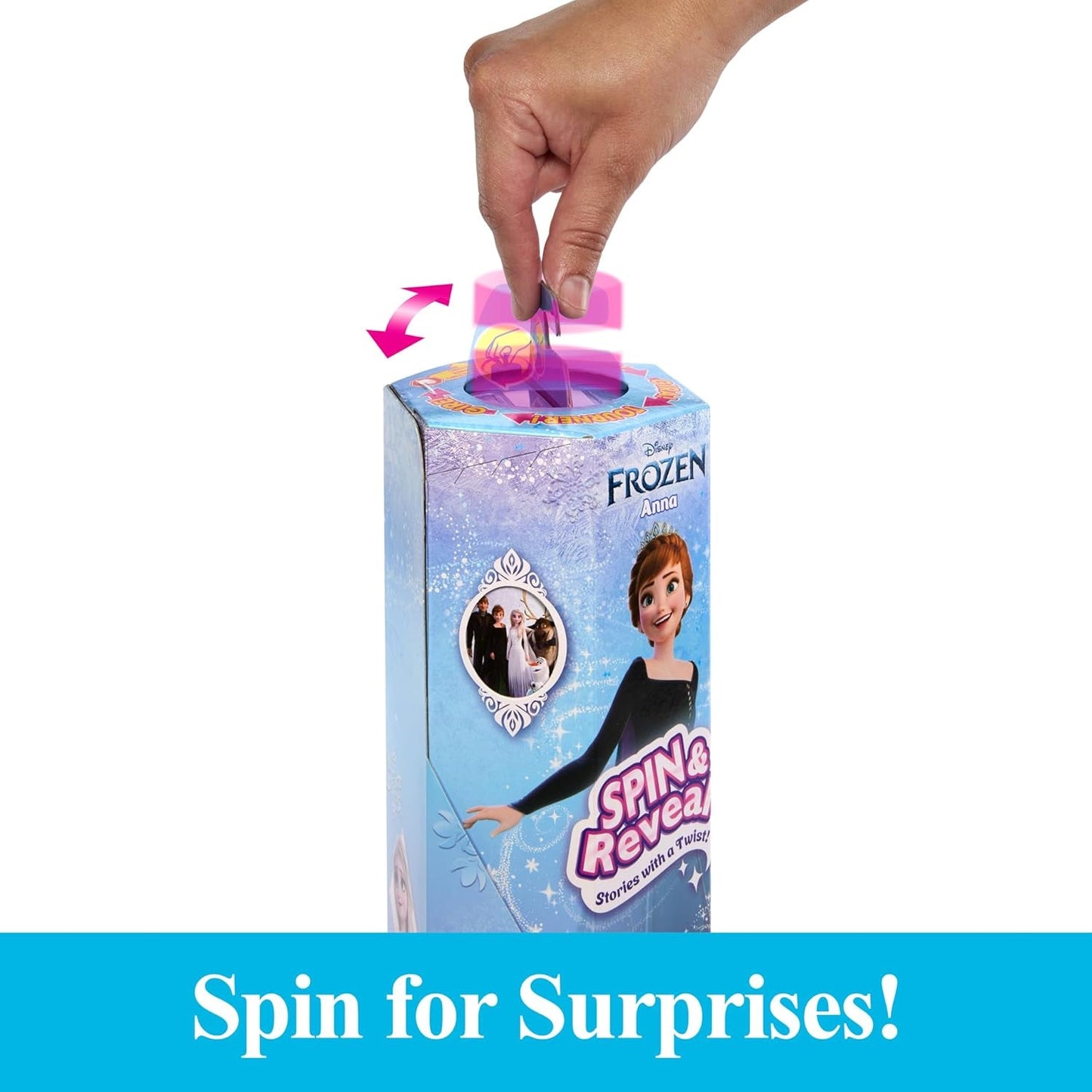 Mattel Disney Die Eiskönigin Anna Modepuppen-Set, Spin & Reveal mit 11 Überraschungen, darunter 5 Zubehörteile, 5 Aufkleber und eine Spielszene, inspiriert vom Disney-Film HXD27 Naty Shop Dolls