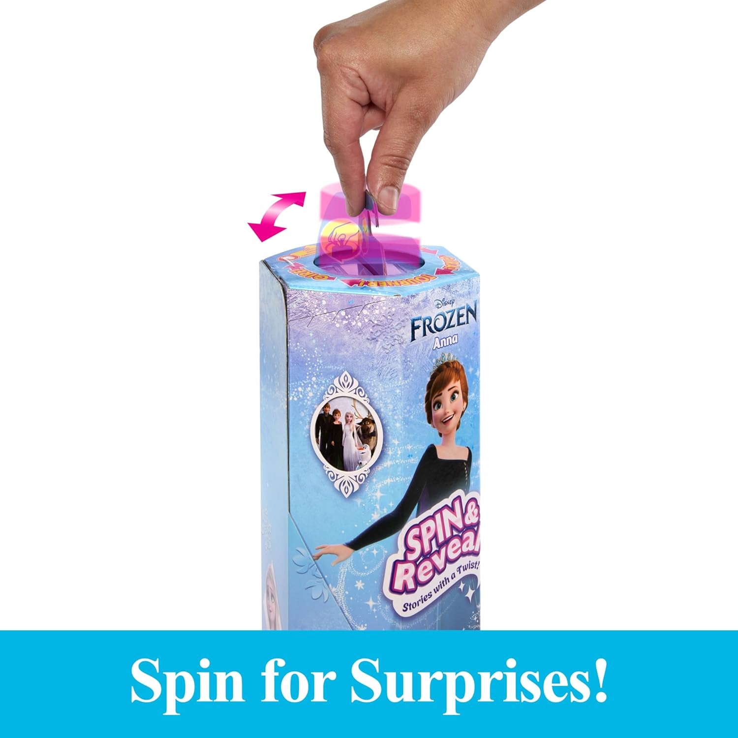 Mattel Disney Die Eiskönigin Anna Modepuppen-Set, Spin & Reveal mit 11 Überraschungen, darunter 5 Zubehörteile, 5 Aufkleber und eine Spielszene, inspiriert vom Disney-Film HXD27 Naty Shop Dolls