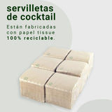 - 600 Stück Bio-Öko-Cocktailservietten – natürliche Farbe – 100 % recycelbar – Micropoint – 10 x 10 cm (gefaltet) und 20 x 20 cm (ungefaltet)