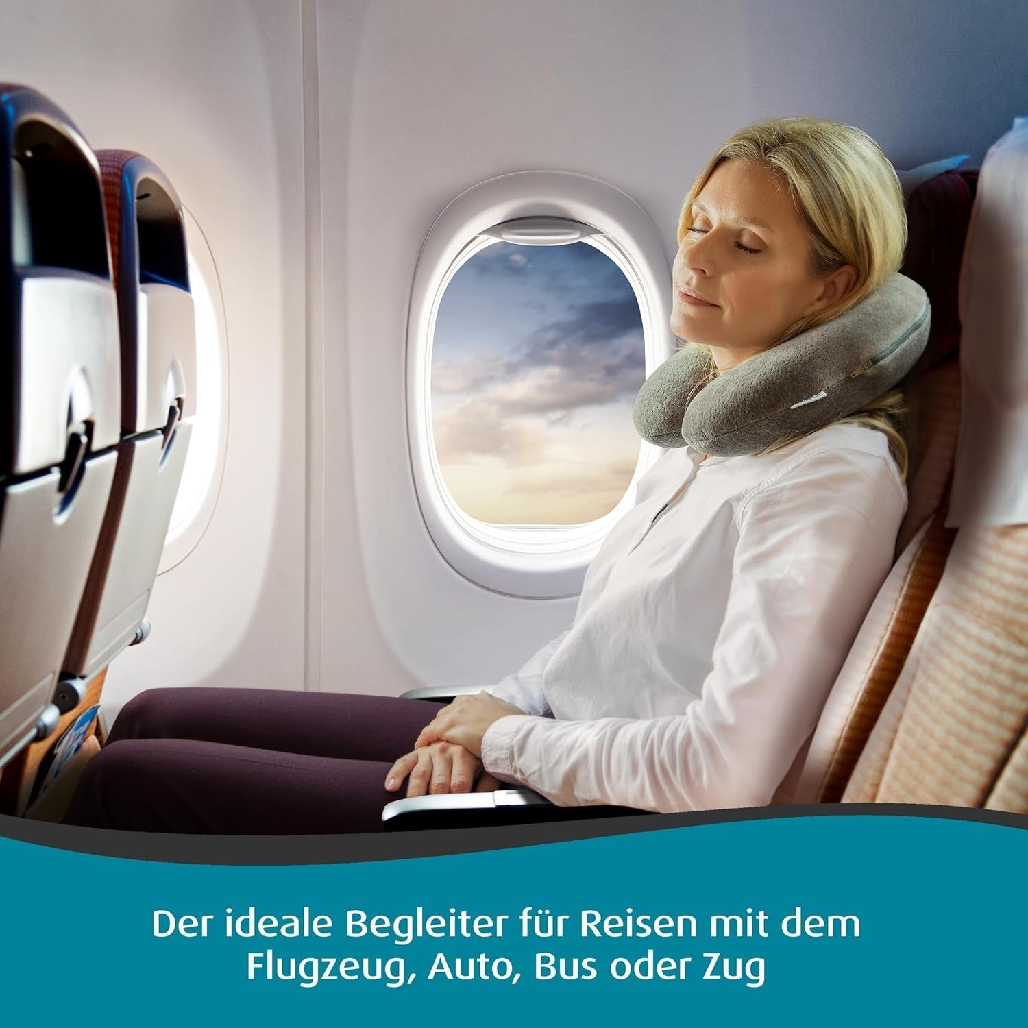 TEMPUR Transit-Reisekissen, bequemes viskoelastisches Nackenkissenmaterial, ideal für Reisen mit Bus, Bahn, Auto oder Flugzeug, 30 x 28 x 8 cm