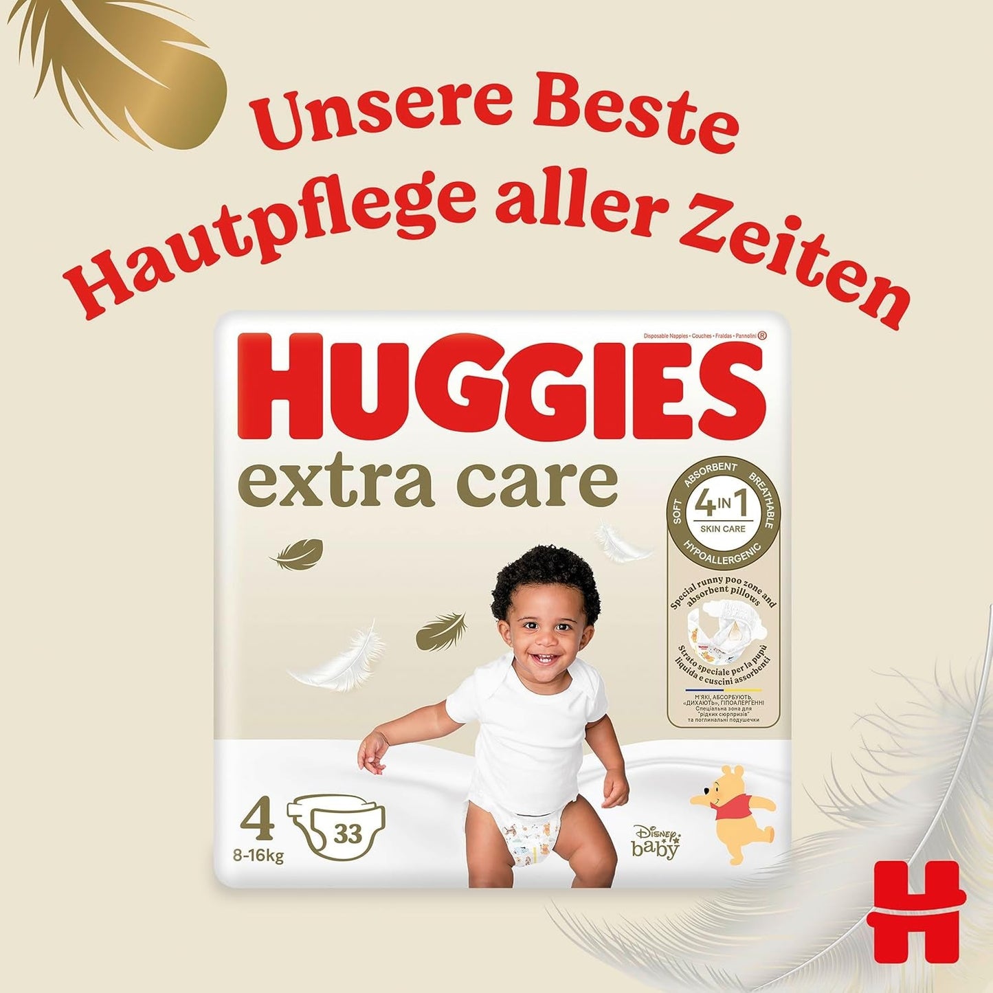 Huggies Extra Care Disney Babywindeln, Größe 4, 120 Windeln (2x60), Monatsbox