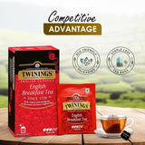 Twinings English Breakfast Black Tea 50g, 25 Teebeutel, voller, runder und kräftiger Schwarztee von den besten Teeplantagen in Sri Lanka und Indien. Schwarzer Tee 1er Pack (1 x 50 g)