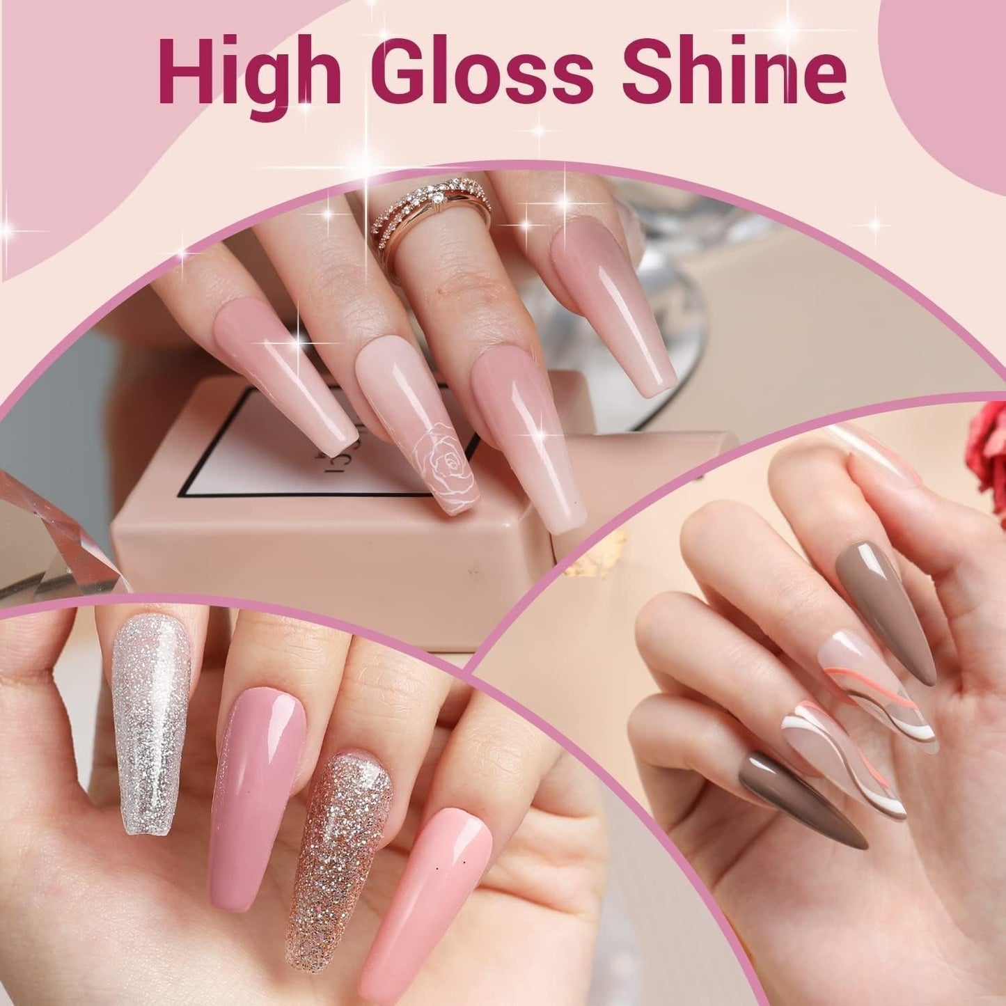 Modelones 35-teiliges Gel-Nagellack-Set, UV-Nagellack-Set mit 48-W-Lampe, Nude-Braun-Weiß-Rosa-Gel-Nagellack-Set, UV-Gel-Nagellack-Set mit Top Coat Base, Nagelstudio-Set