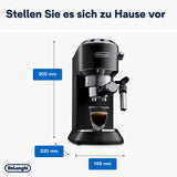 De'Longhi Dedica Style EC 685.B – Espressomaschine mit Siebträger, Espressomaschine mit professionellem Milchaufschäumer, nur 15 cm breit, für gemahlenen Kaffee oder ESE-Kapseln, 1 l Wassertank, schwarz