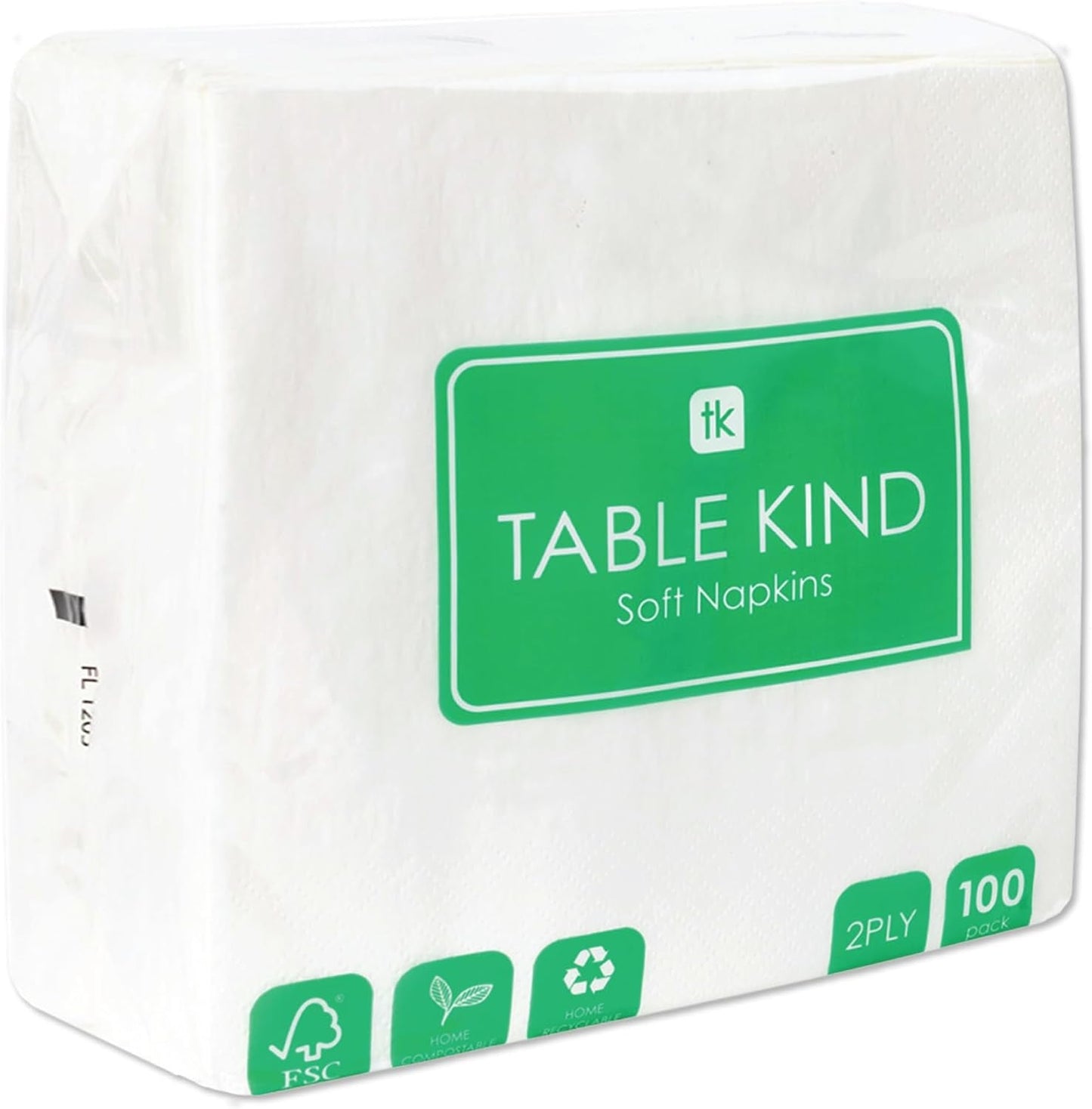 Table Kind 100 weiße weiche Servietten in Großpackung, hochwertige Servietten für Party, Catering und den täglichen Gebrauch, FSC, nachhaltig und recycelbar, hergestellt in der EU | 2-lagig | 33 cm