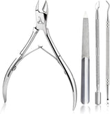 ARMIZ 4-teiliges Nagelhautschieber- und Zangenset, professionelles Nagelhautentferner-Werkzeugset, Edelstahl-Mehrzweck-Maniküre-Pediküre-Zange