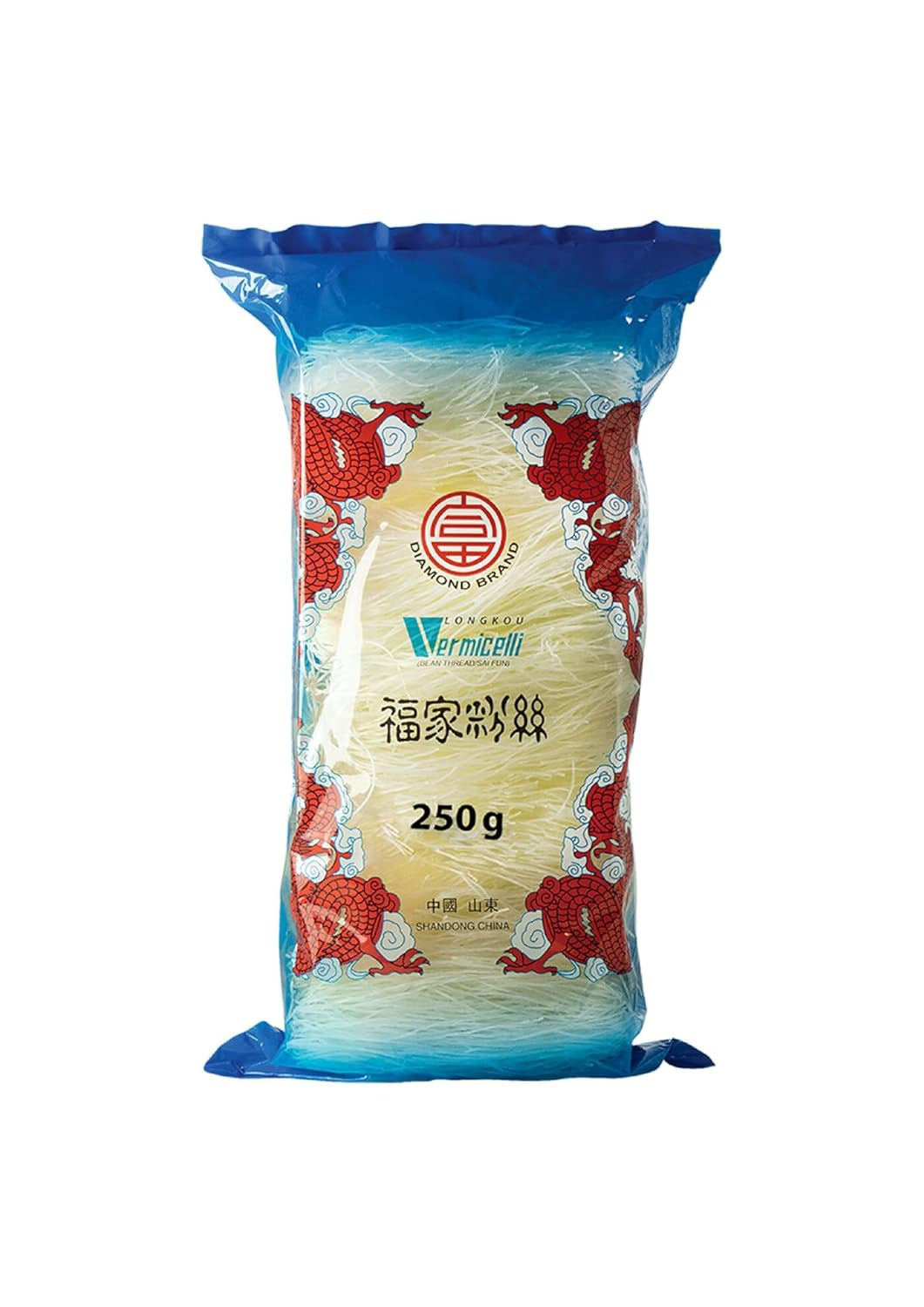 DIAMOND Glasnudeln, lange Glasnudeln, natürlich vegan und glutenfrei – 1 x 250 g