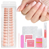 240-teiliges Farbverlaufs-Quadrat-Nägel-Set, nackte weiße Farbverlaufs-Kunstnägel für Ölstiftkleber, mittlere Ombre-natürliche künstliche Nägel für Frauen DIY (nackter quadratischer Nagel)