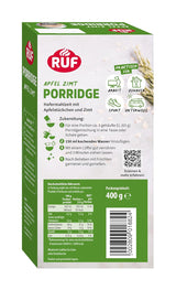 RUF Zimt-Apfel-Haferflocken mit ganzen Haferflocken, zartem Zimtgeschmack und getrockneten Apfelstücken, Snacks, Großpackung, 1 x 400 g