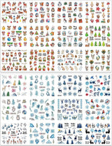 3D-Weihnachts-Nagelaufkleber, selbstklebend, Wassertransfer, Weihnachtsbaum, Schneeflocke, Elch, Pinguin, Weihnachts-Nagelkunst, Winter-Nageldesign, Weihnachtsaufkleber, Nagelzubehör