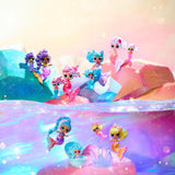 LOL Überraschung! Mermaid Makeover Magic Baby Sisters – Farbwechselnder Meerjungfrauenschwanz mit Muschelkugel zum Ausstellen, 6 Sammelpuppen – ab 4 Jahren