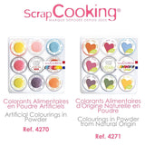 Scrapcooking – Set mit 9 pulverförmigen Lebensmittelfarben – Blau, Gelb, Rosa, Lila, Orange, Limettengrün, Rot, Puderrosa, Schwarz – Essbares Farbpulver für Kuchen, Muffins, Macarons – 4270