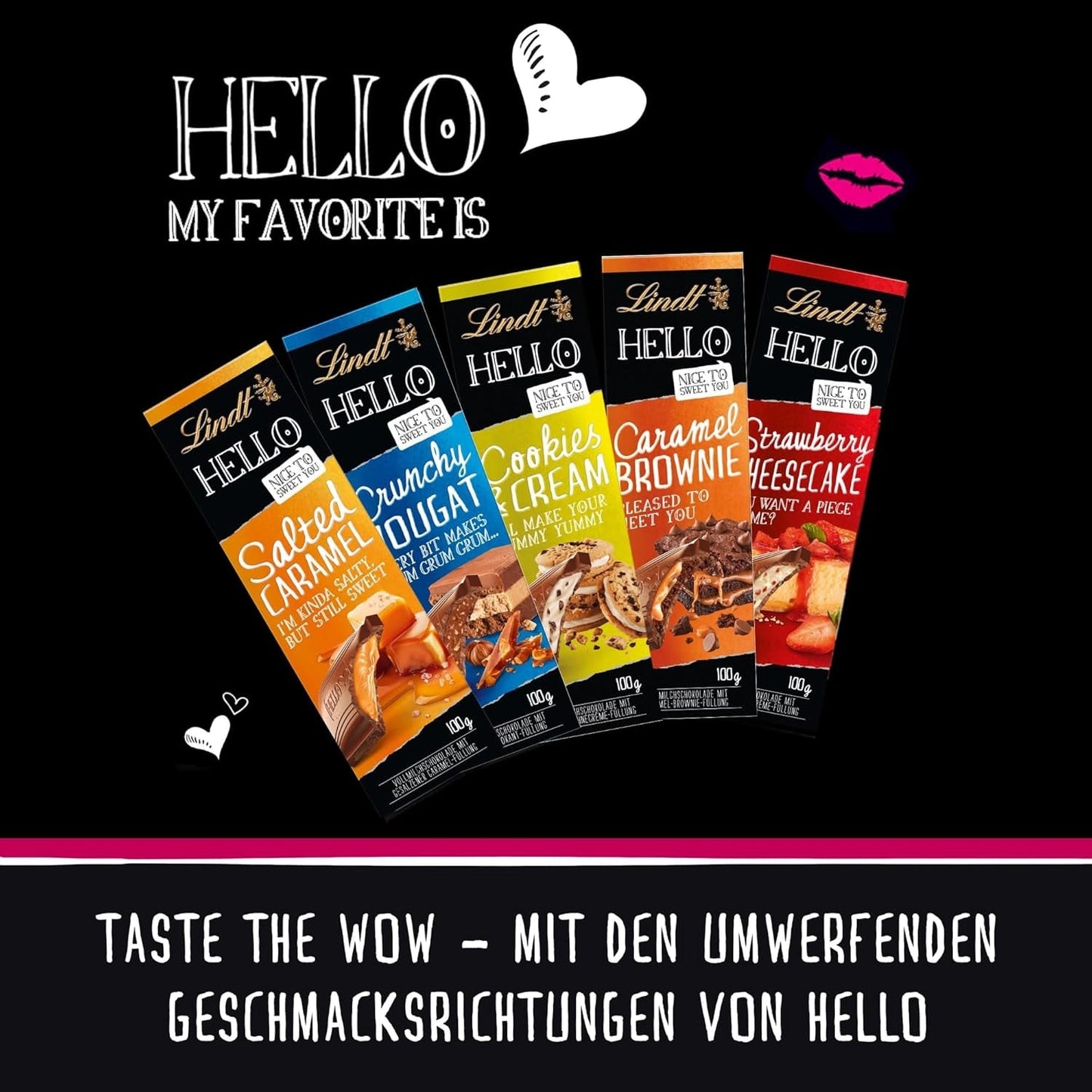 Lindt Hello Cookies & Cream Chocolate | Riegel 100g | Milchschokolade mit Keksen und Sahnefüllung | Schokoriegel | Schokoladengeschenk