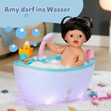BABY Born Amy – 36 cm große Puppe – Babypuppe mit 7 Funktionen für Kleinkinder ab 1 Jahr – Funktioniert ohne Batterien – Inklusive Zubehör und Matratze