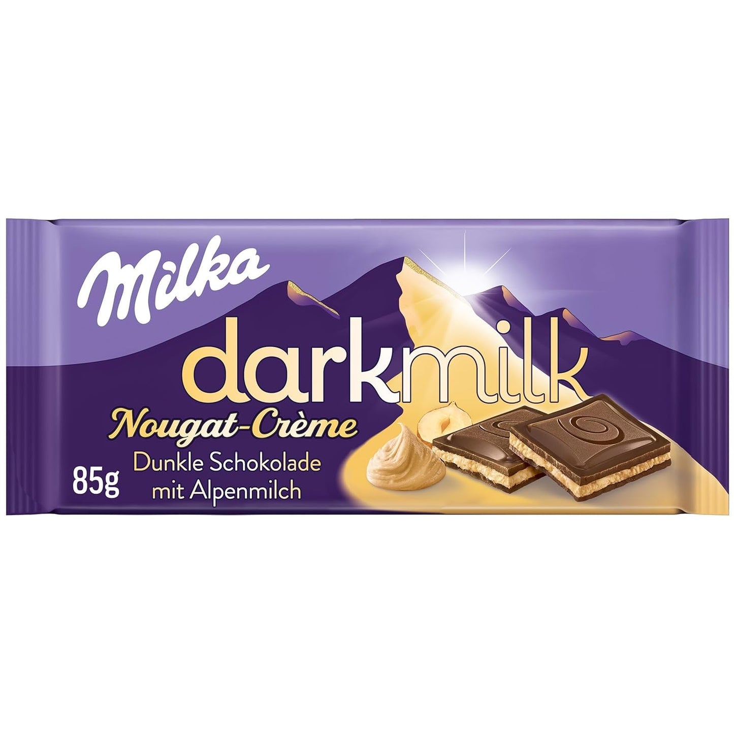 Milka Black Milk – Alpine Zartbitterschokolade mit Milch- und cremiger Nougatfüllung – 85g (5er Pack)