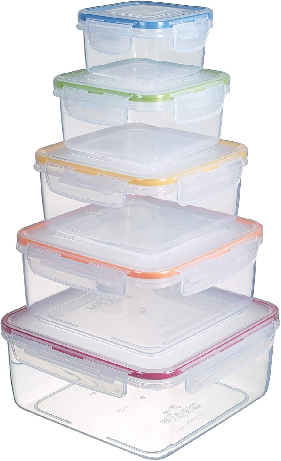 LocknLock PP Classic Frischhaltedosen-Set 5-teilig | 180 ml, 350 ml, 600 ml, 870 ml, 3,6 l | 100 % luft- und wasserdicht | ohne BPA | Gefrier- und Kühlschrank-Organizer | Spülmaschinen- und mikrowellengeeignet. Frischhaltedosen Naty Shop Square 5 Stk. (mehrfarbig)