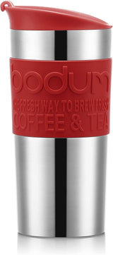 Thermobecher Bodum K11067-04 REISEPRESSEN-SET, doppelwandig, Edelstahl, zusätzlicher Deckel, 0,35 l, rot