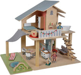 Eichhorn - Puppenhaus mit Zubehör - Inkl. Möbel und 3 Figuren, zerlegt, aus Holz, 25 Teile, 53 x 36 x 44 cm groß, aus DREI Jahren. Puppenhäuser Naty Shop Standardtitel