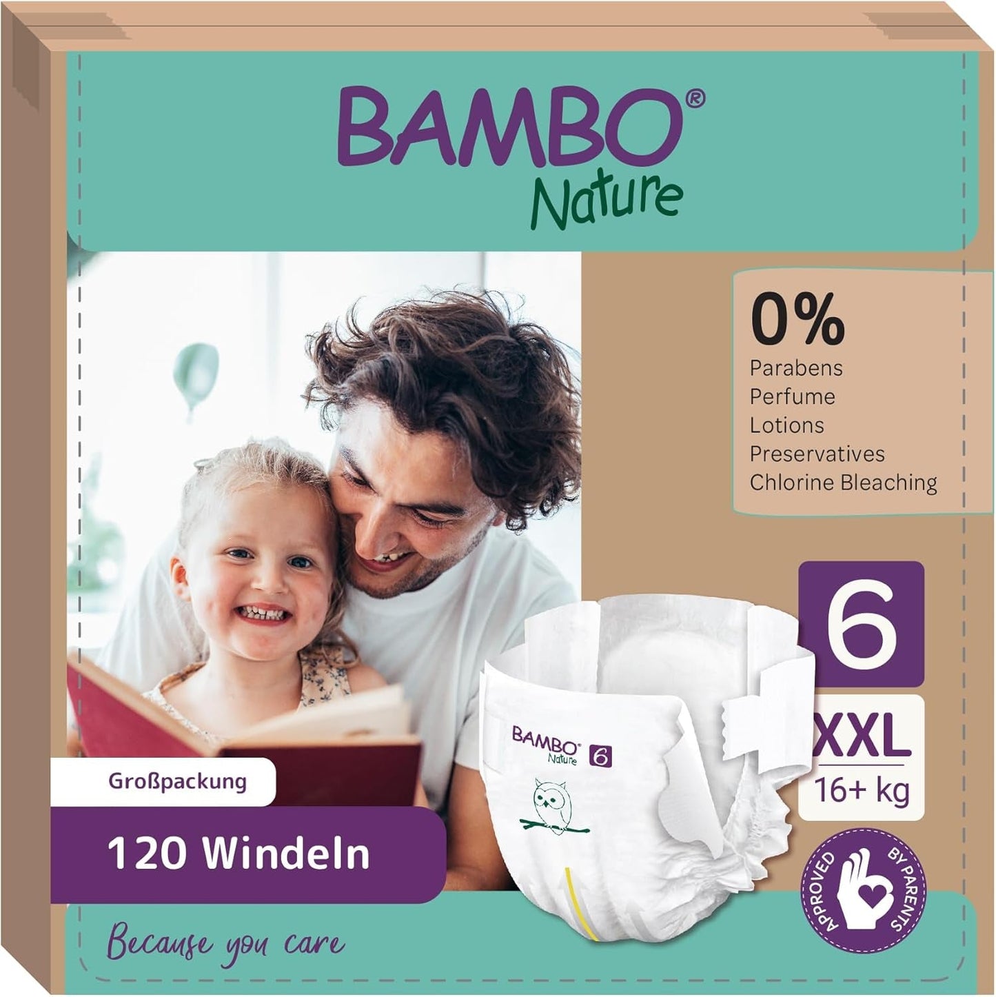 Bambo Nature Babywindeln, Größe 1 (2–4 kg), 132 Stück Monatsbox | Premium-Windeln mit verbessertem Auslaufschutz | Ultimativer Komfort und Freiheit für Neugeborene | Dermatologisch getestete Windeln