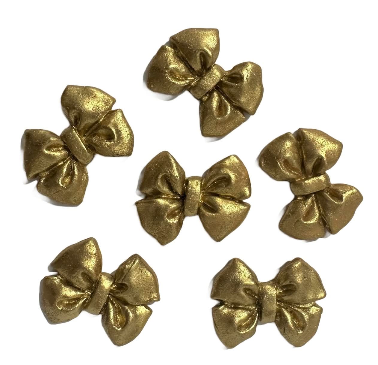 Essbare Zuckerdekoration, goldene Schleifen. Dekorationen von Sugar Paste Nati Shop