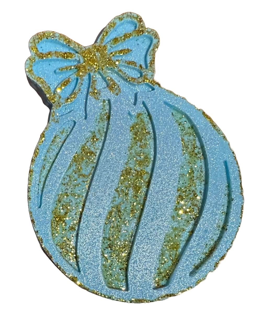 Essbare Zuckerdekoration, Weihnachtsbaumkugel, blau. Dekorationen von Sugar Paste Nati Shop