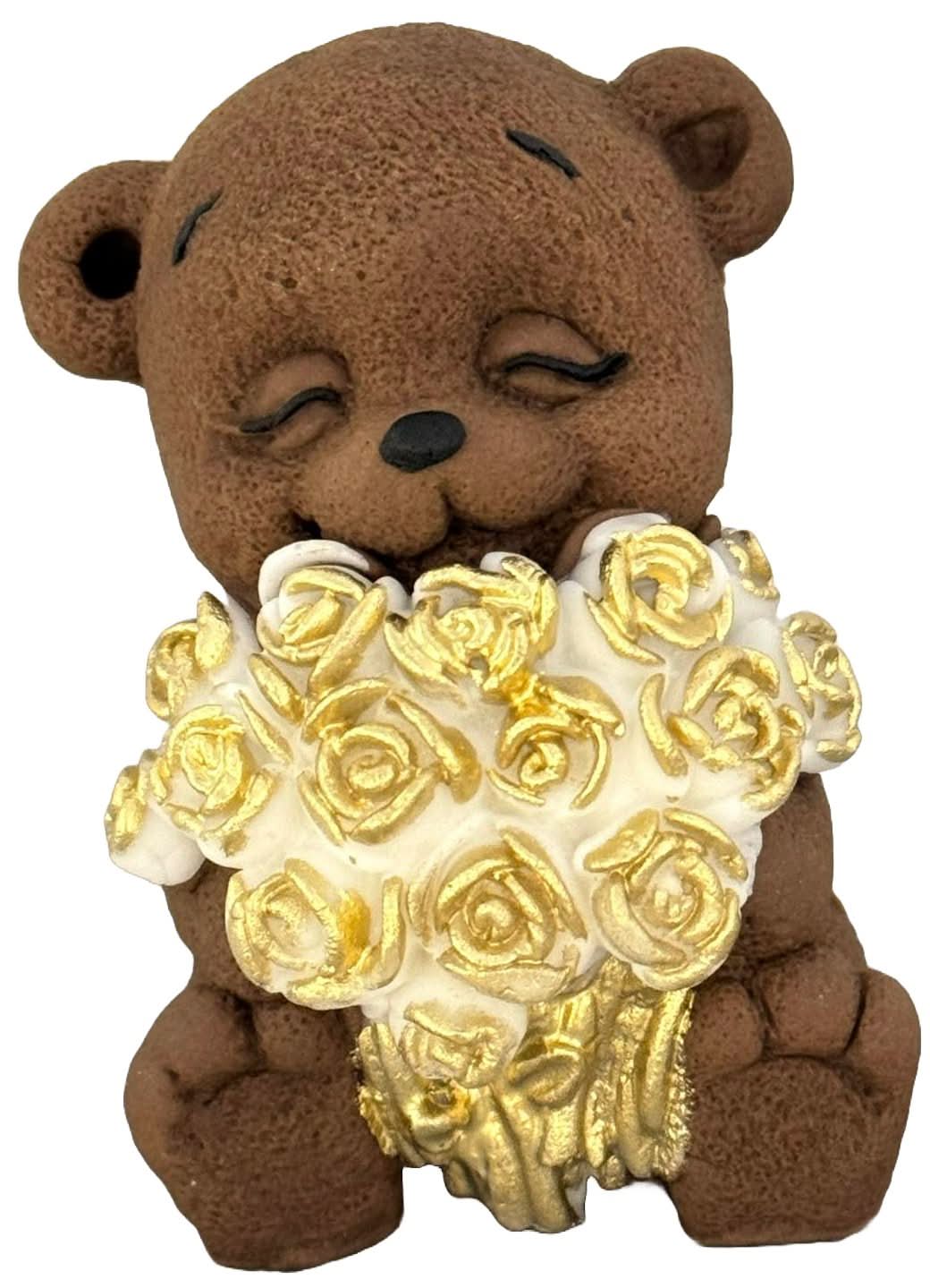 Essbare Zuckerdekoration, Bär mit Rosenstrauß. Dekorationen von Sugar Paste Nati Shop