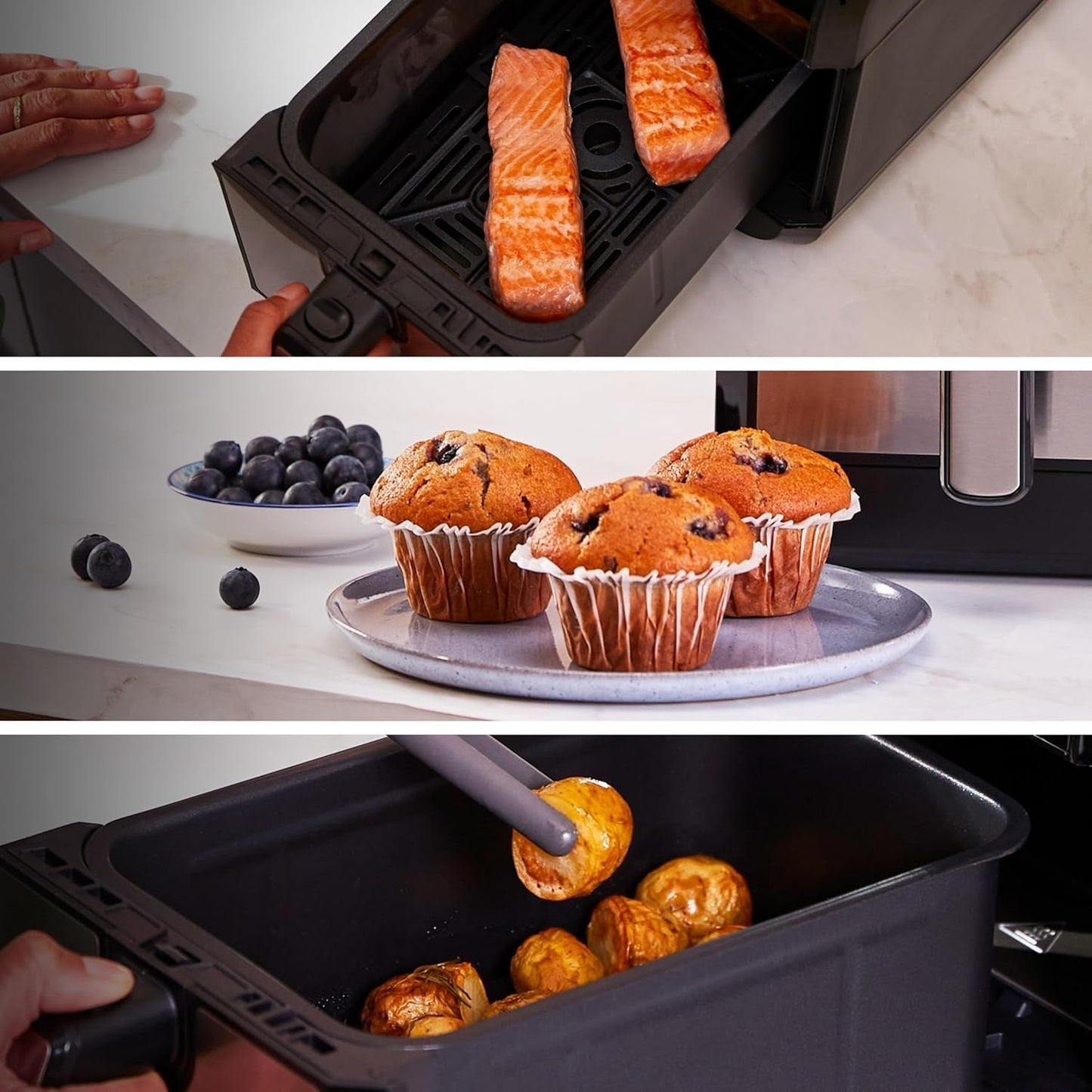 Kenwood Khealthy Twin Airfryer, 8 l (2 x 4 l), Doppelkammer, 8 Programme, Dual Cook & Sync Finish-Funktion, Touchscreen-Geräte Naty Shop