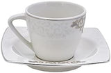 KARACA Nazende Espressotassen-Set aus Porzellan – 80 ml türkische Kaffeetassen mit Untertassen, 12-teiliges modernes Kaffeeservice mit 6 Kaffeetassen und 6 Untertassen, Mokkatassen – Weiß