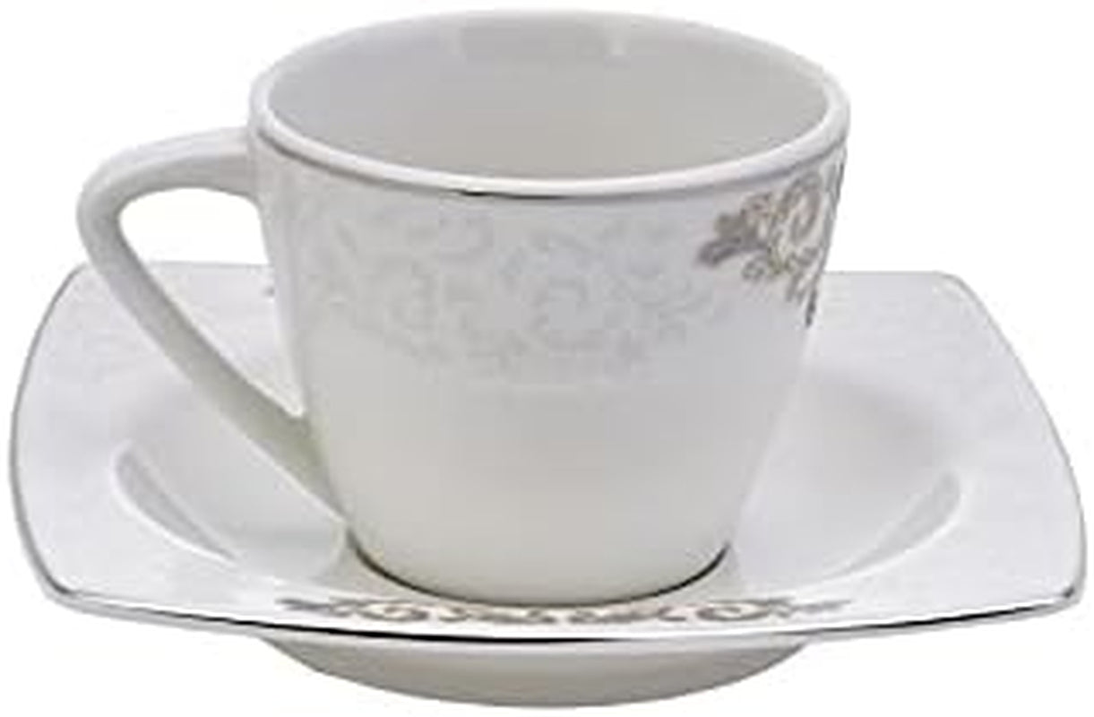 KARACA Nazende Espressotassen-Set aus Porzellan – 80 ml türkische Kaffeetassen mit Untertassen, 12-teiliges modernes Kaffeeservice mit 6 Kaffeetassen und 6 Untertassen, Mokkatassen – Weiß
