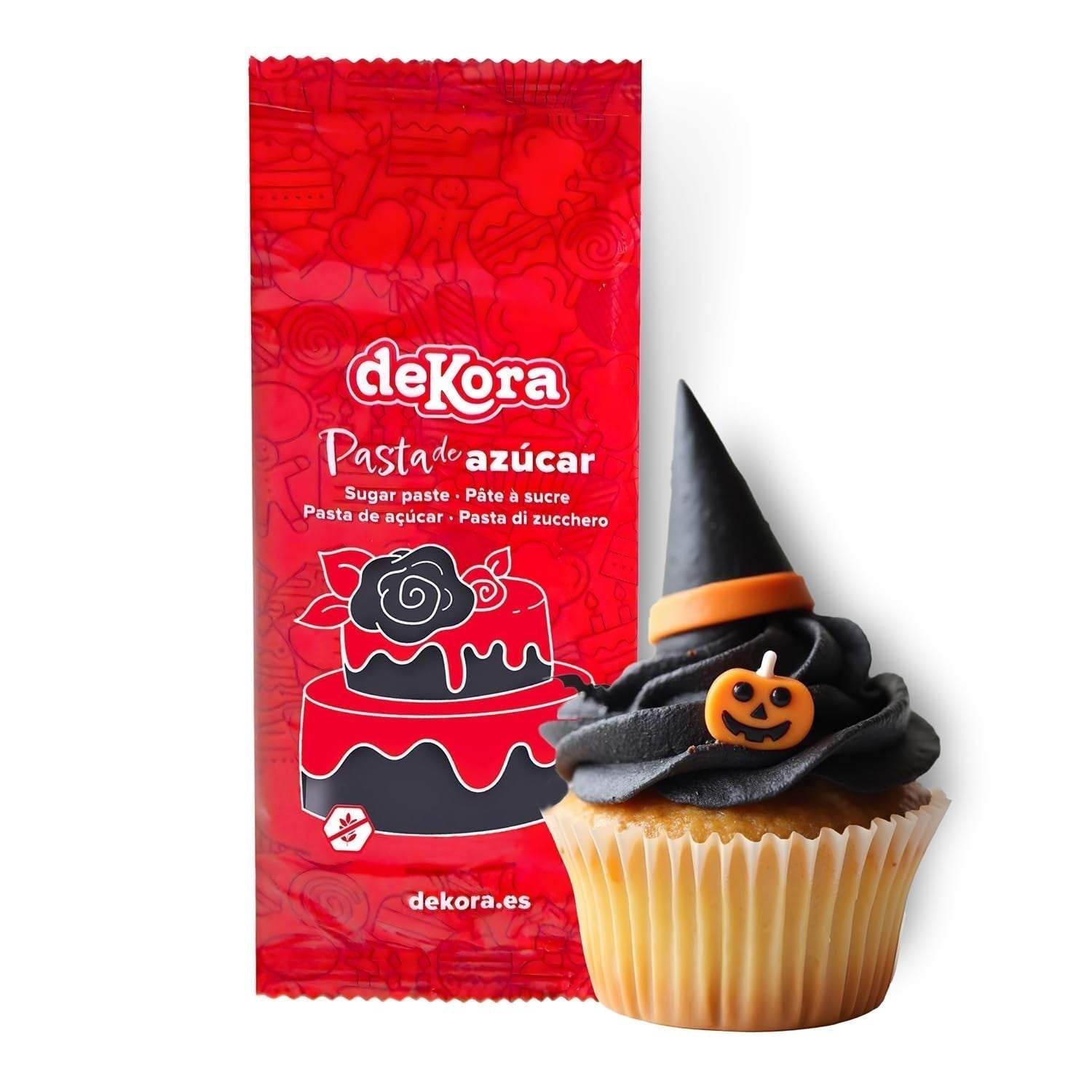 Dekora – Weißer Zuckerpastenfondant 150 g – Perfekt für Kuchen und Backdekorationen – Gluten- und laktosefrei – Vanillegeschmack – Weich, flexibel und leicht zu formen für kreative Dekorationen Naty Shop Schwarzer Zuckerpaste