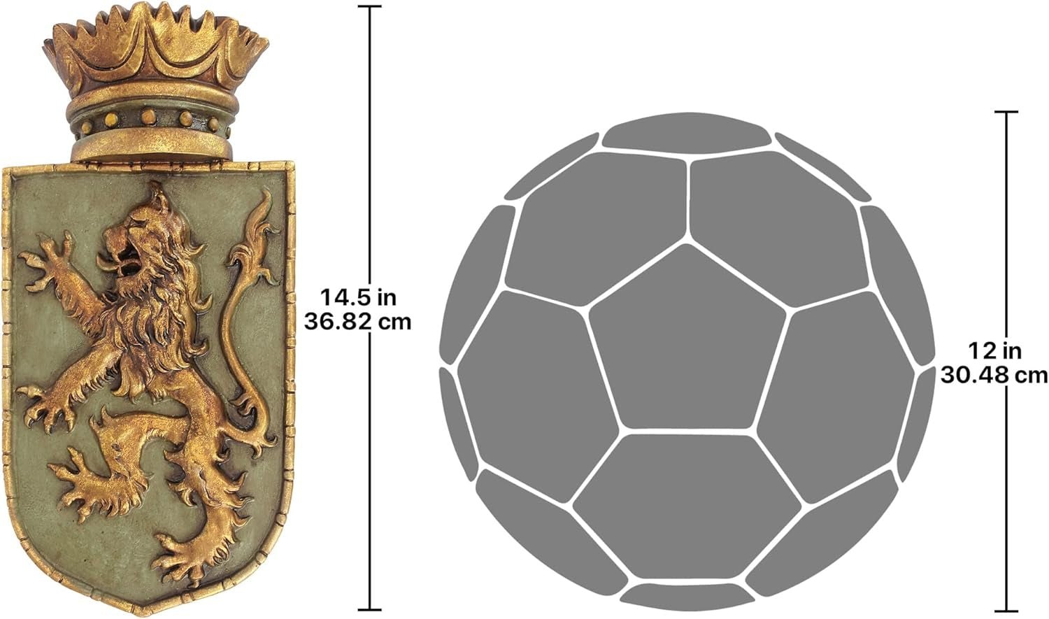 Design Toscano Mittelalterlicher Schild Vertikaler Löwe, Wandskulptur Statuetten und Skulpturen Naty Shop