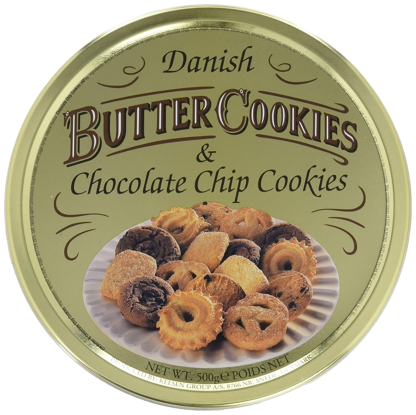 Dänische Butterkekse und Schokoladenkekse, Dänische Butterkekse, Keksmischung in Dosen, 500 g