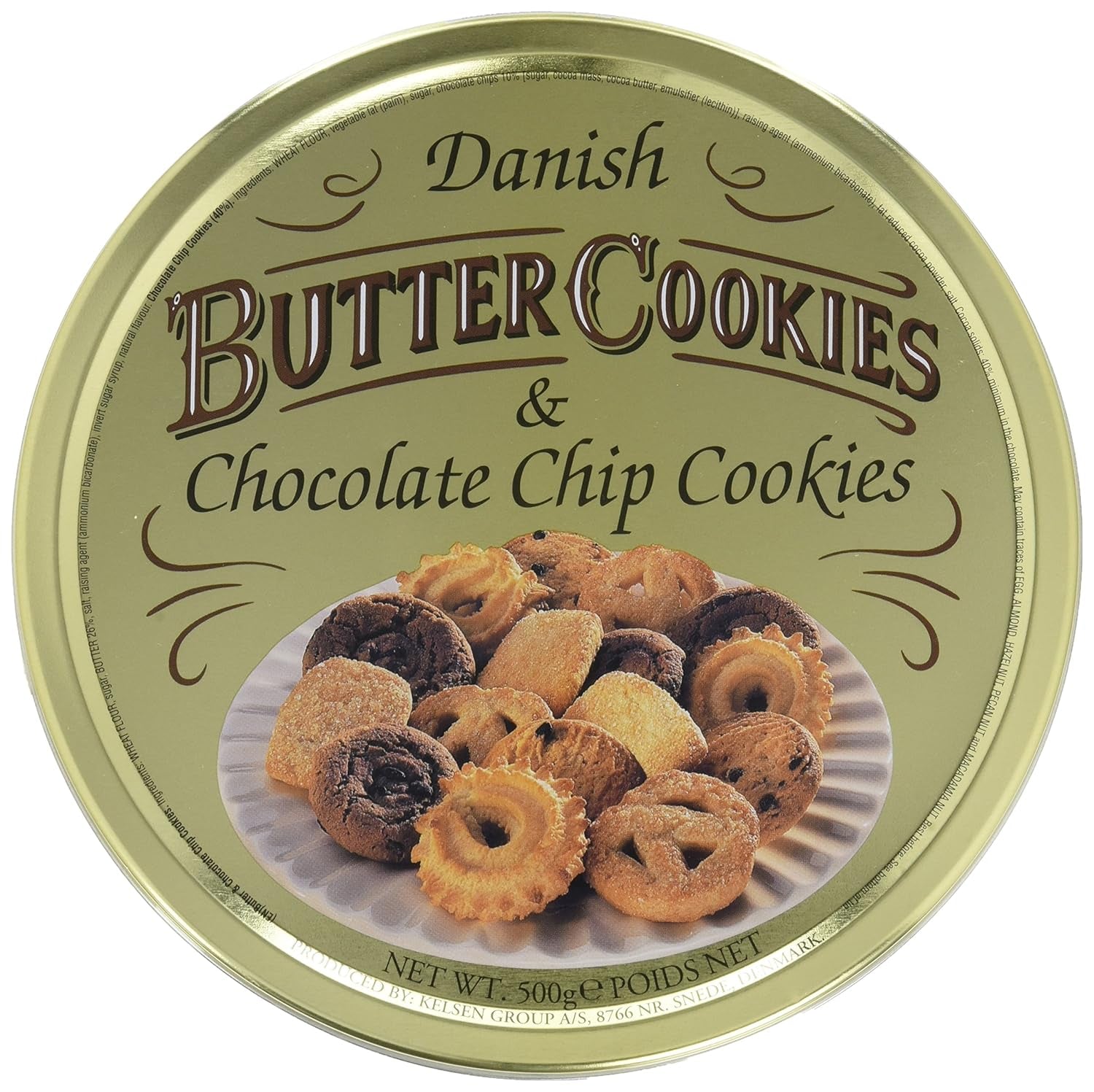Dänische Butterkekse und Schokoladenkekse, Dänische Butterkekse, Keksmischung in Dosen, 500 g