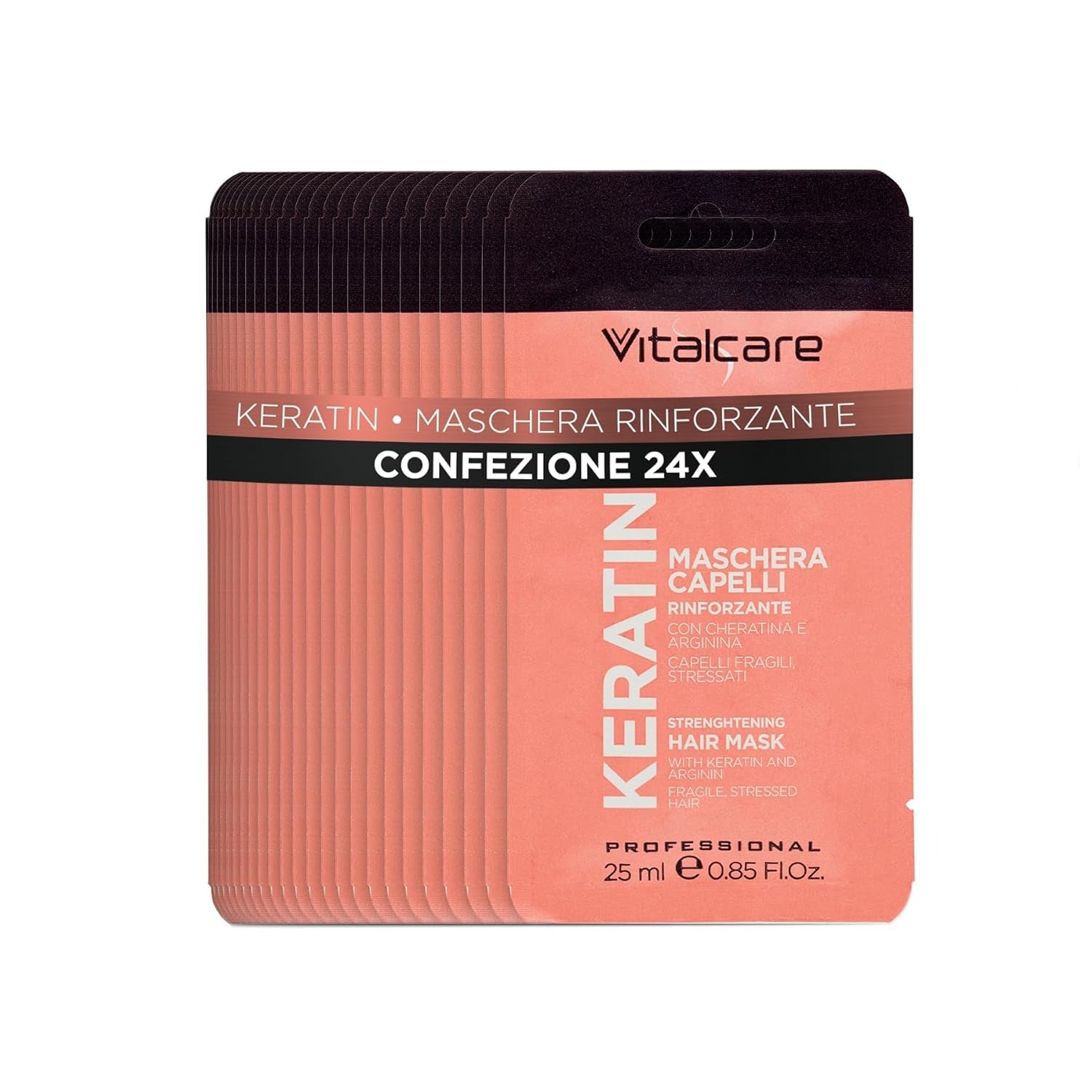| Keratin-stärkende Haarmaske für brüchiges und geschädigtes Haar mit Keratin und Arginin für stärkeres und weicheres Haar 4 x 500 ml Naty Shop Haarmaske 25 ml (24er-Packung) Maske