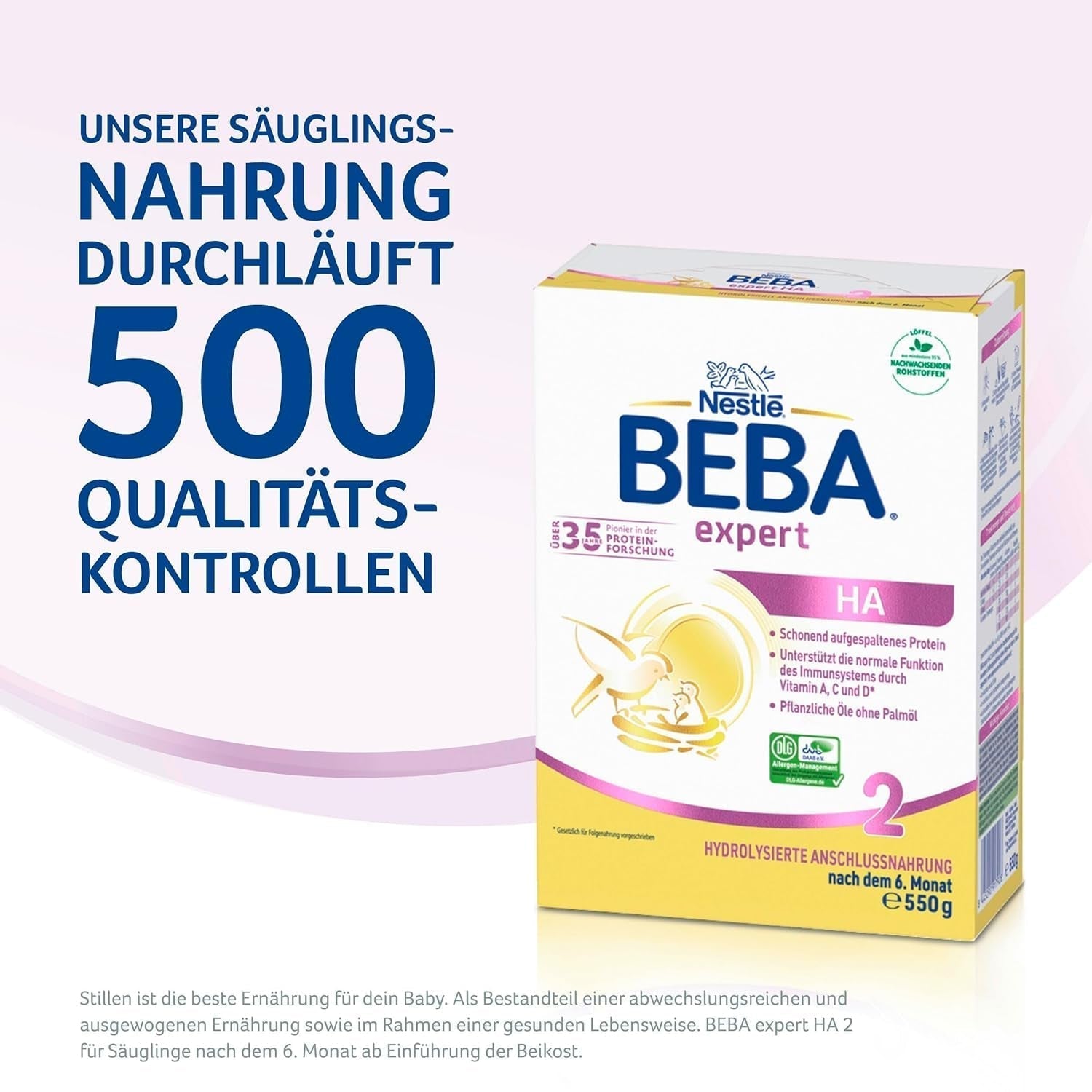 BEBA Expert HA 2 Folgemilch nach 6 Monaten, Babynahrung mit hydrolysiertem Protein, nur Laktose, palmölfrei, 6er Pack (6 x 550 g) Naty Shop