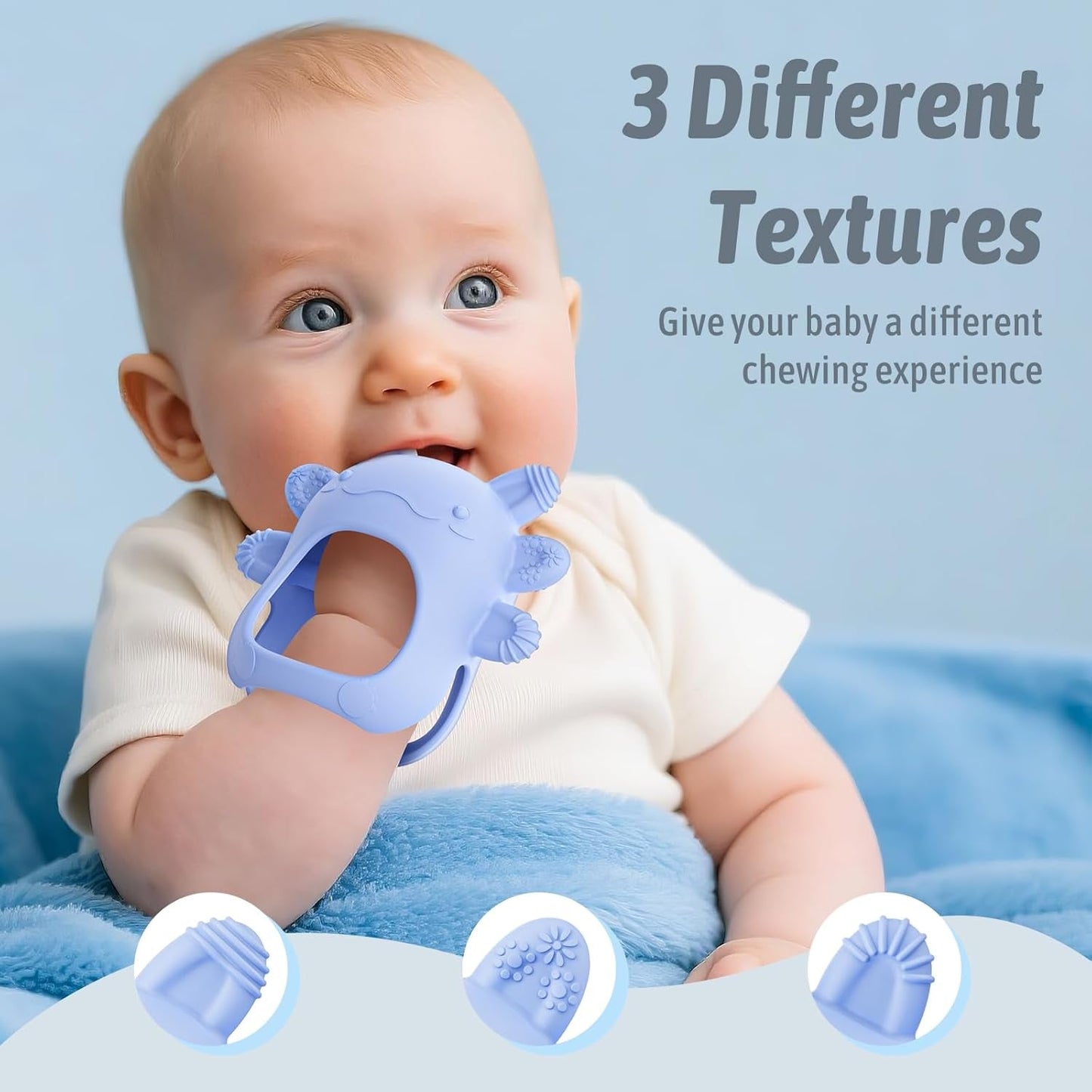 akolik Baby-Beißring, 0 3 6 9 Monate, Beißring, Spielzeug und Hilfsmittel, BPA-frei, Baby-Beißring, Zahnungshandschuhe, lebensmittelecht, Geschenke für Neugeborene