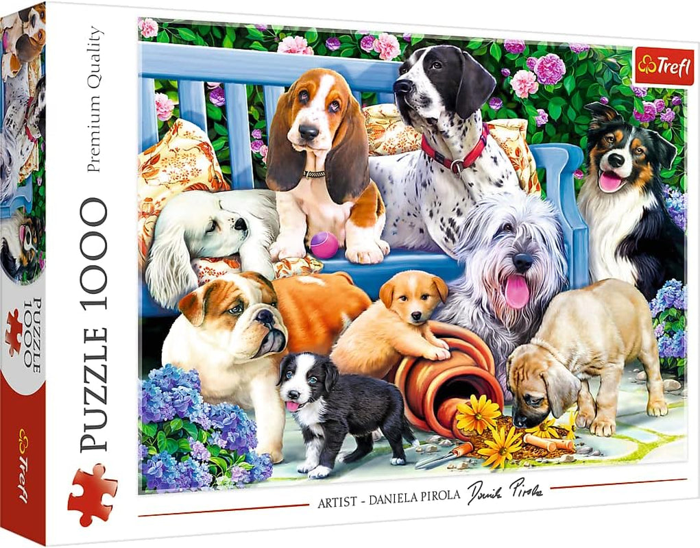 Puzzle – „1000“ – Lustige Hundeporträts Puzzle Naty Shop Hunde im Garten